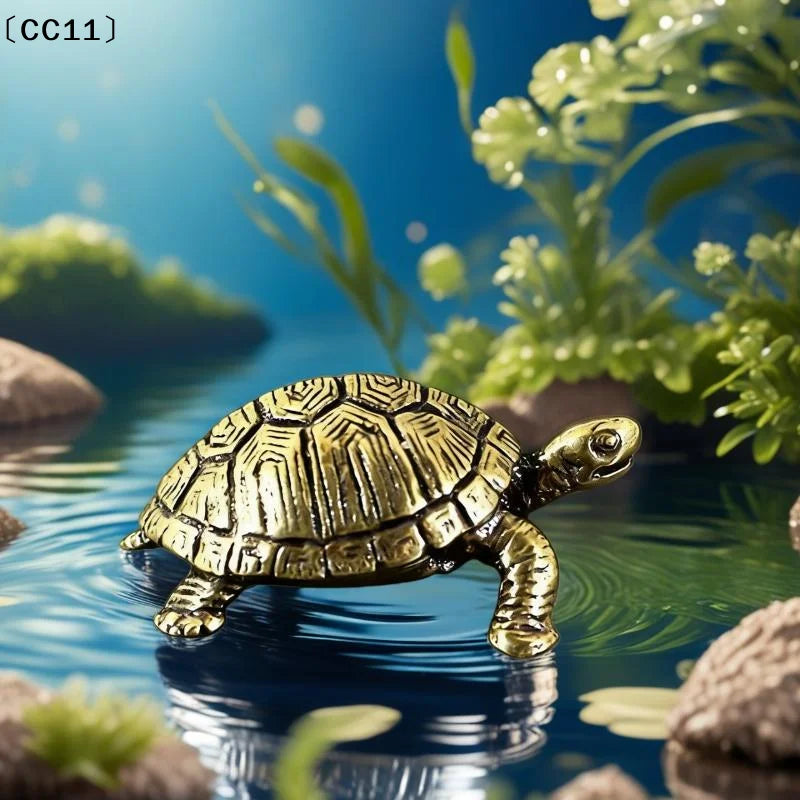 Pure Copper Turtle Statue Vintage Brass Tortoise Figurines Desktop Qme