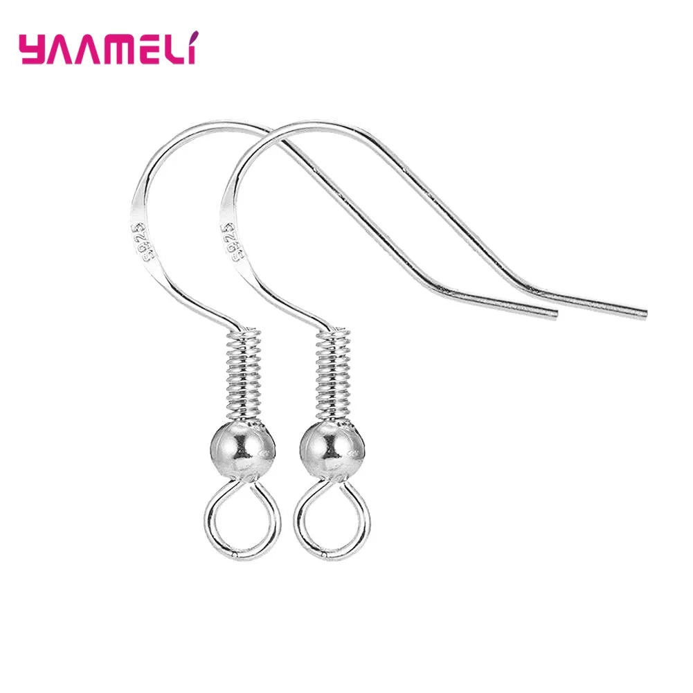 200PCS France Hook Earring 925 Sterling Silver DIY Jewelry Making Components Earwires Findings with Rubber Ear Plug Back Stopper Qme