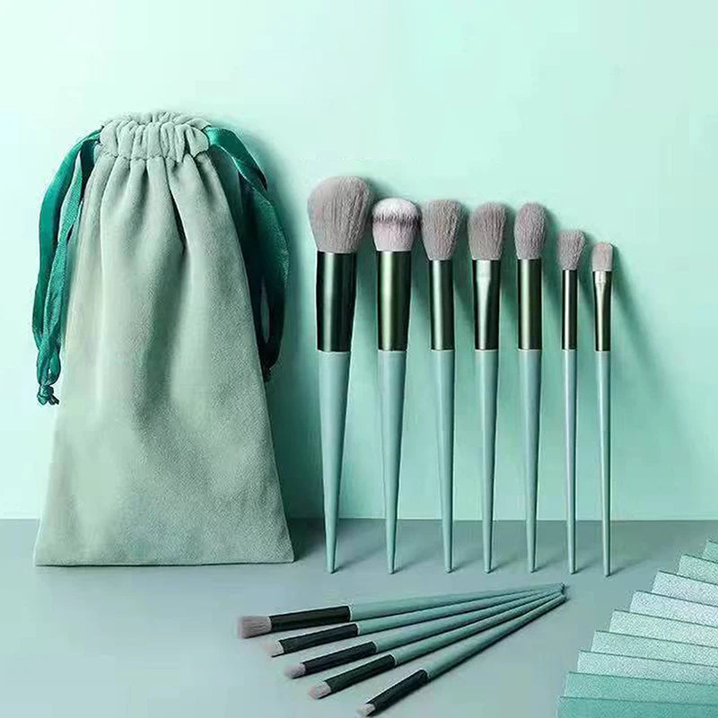 8 Fluffy Professional Makeup Brush Kabuki Eyeshadow Foundation Powder Qme