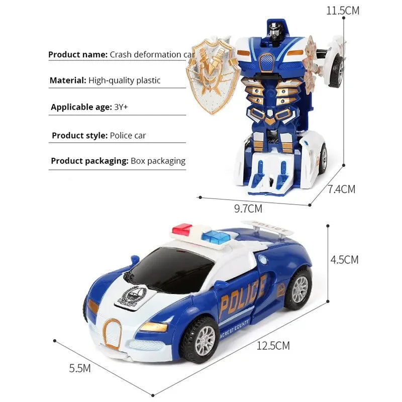 2 in 1 One-key Collision Deformation Car Toys Automatic Transformation Robot Plastic Vehicles Boys Toy Model Car Kids Baby Gift Qme