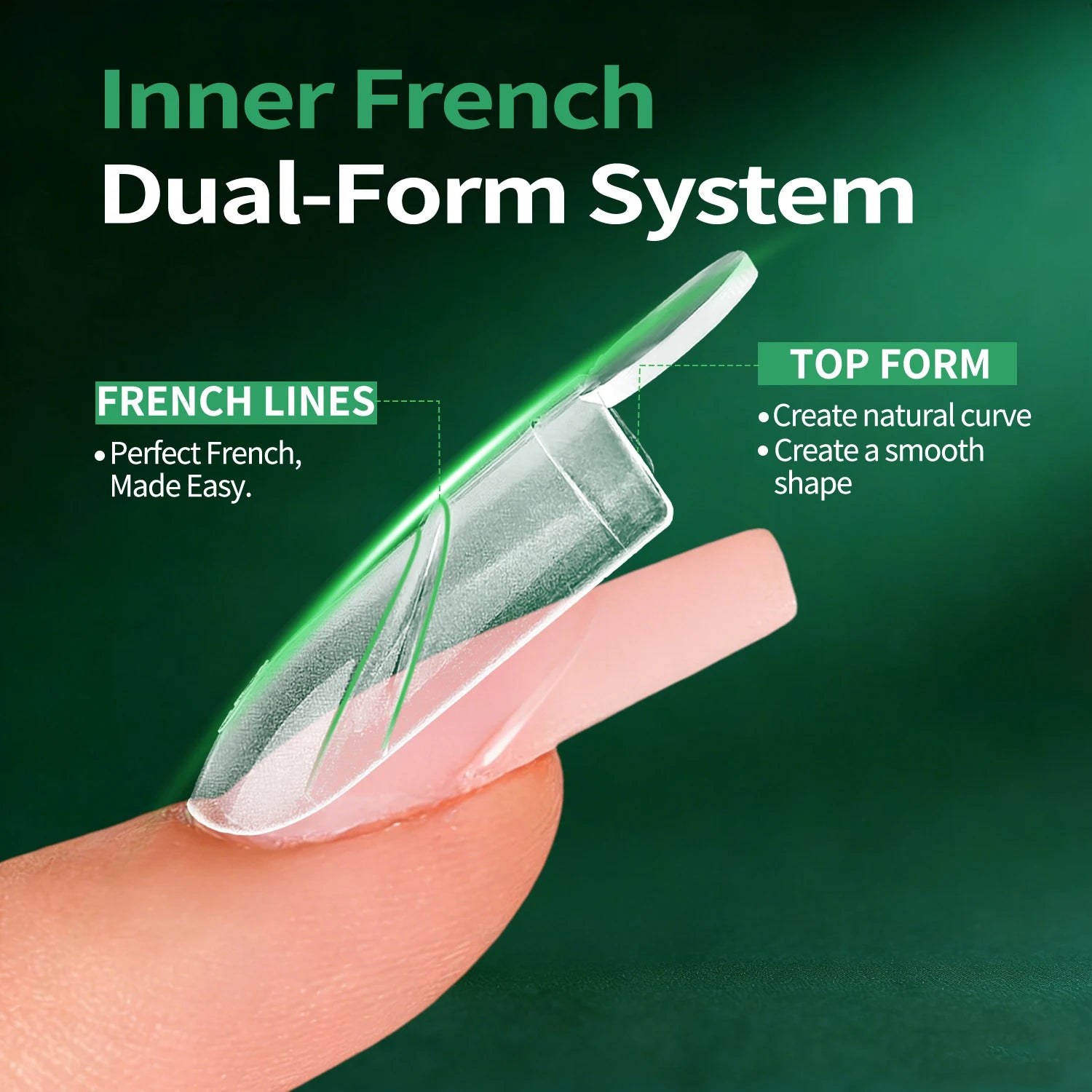 Nailpop 140 Inner French Line Dual Forms Nail Tips Square Coffin Qme