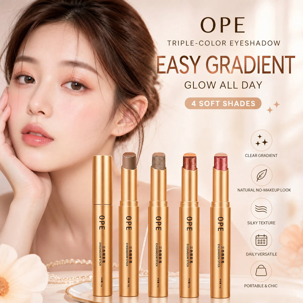 Glitter 3-Color Gradient Eyeshadow Stick Pencil Three Tone Shimmer Qme