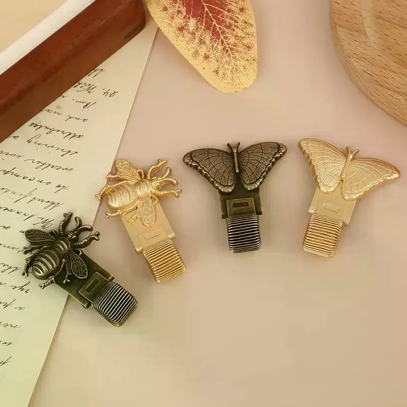 Retro Insect Design Metal Pen Clip Spring Loaded Sturdy Holder Work Qme