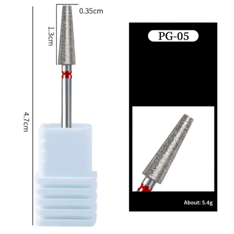 Nail Art Diamond Drill Polishing Head Sanding Acrylic Gel Remove Electric Manicure Drill Machine Replacement Gringing Heads Qme PG-05