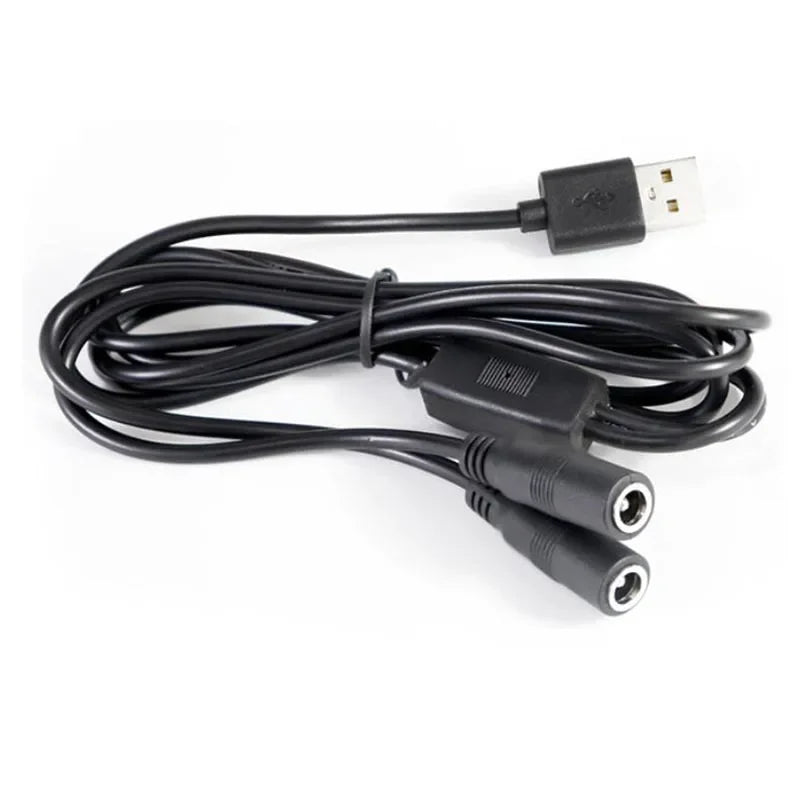 3pcs USB 2.0 male to 2 way DC male Female Male Splitter Cable 22awg 3A plug 5.5x2.5mm Power supply Cord adapter Connector Qme 1 USB to 2 Female 5.5x2.5mm