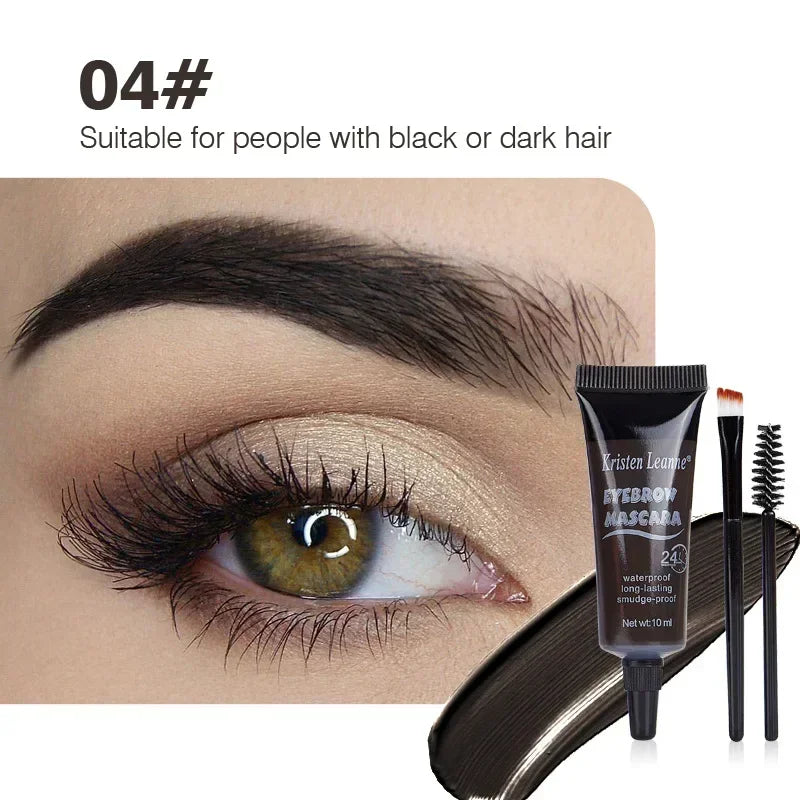 Natural 4 Colors Liquid Dyeing Eyebrow Cream Set Waterproof Durable Brown Tint Eyebrow Henna Mascara Eyebrows Paint Makeup Qme Color 4