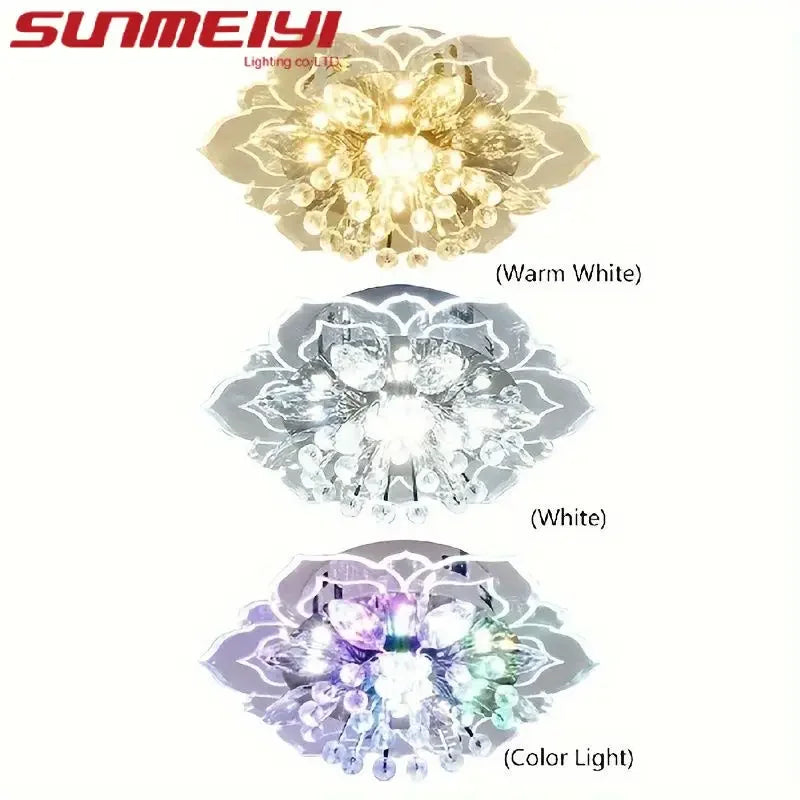 20cm LED Crystal Ceiling Light Modern Flower Shape Ceiling Lamp Hallway Living Room Lamp Bedroom Kitchen Corridors Aisle Light Qme