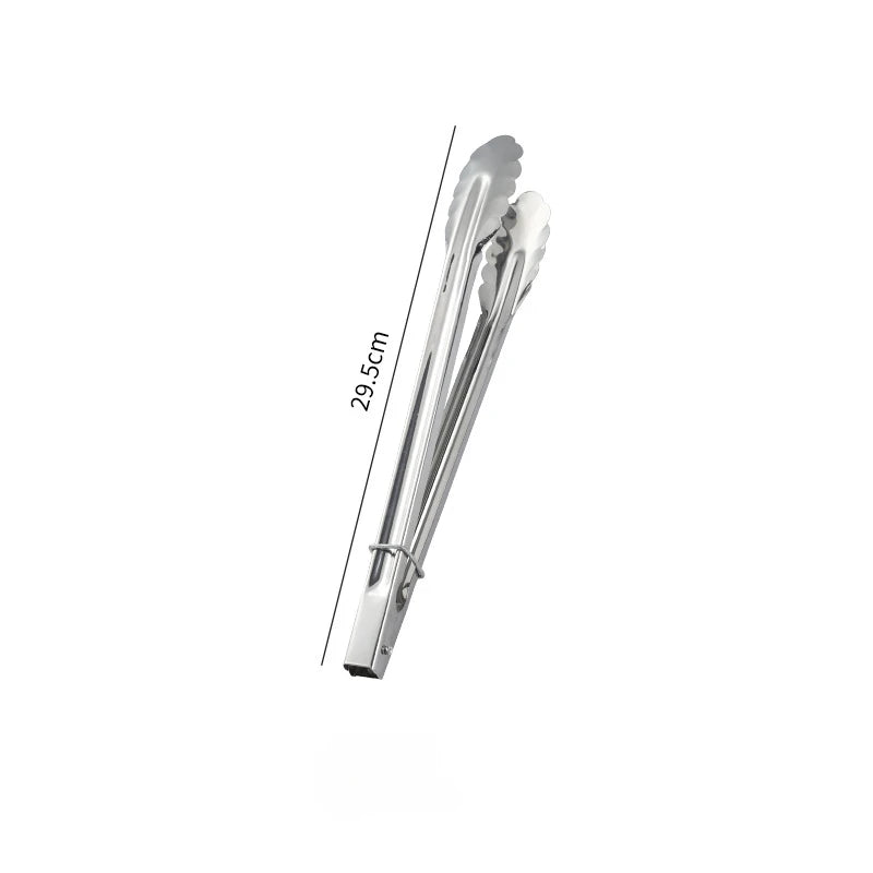 Stainless Steel Serving Food Tongs Practical Household Cookware for BBQ Grill Buffet Bread Salad and Kitchen Cooking Qme 12-inch