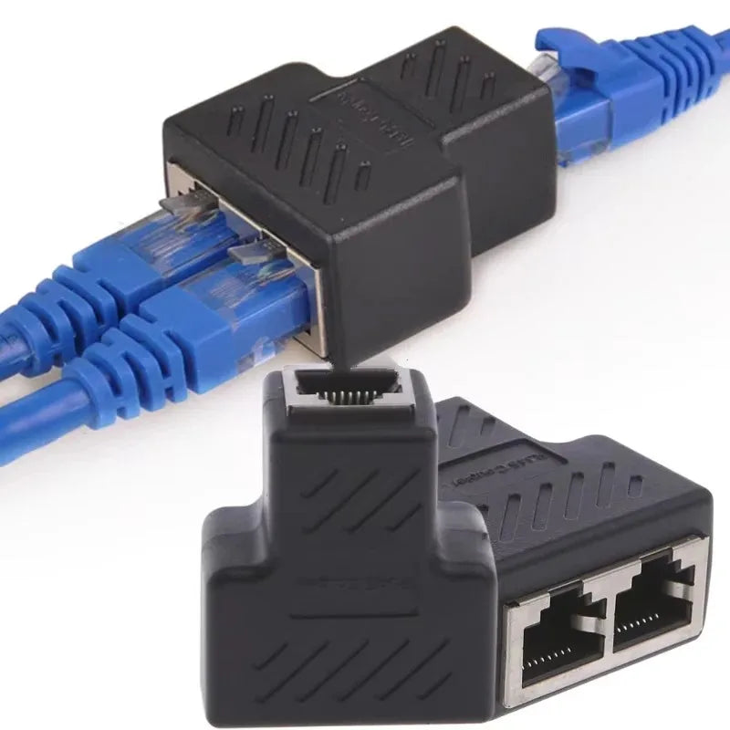 10pcs RJ45 Splitter 8P8C Ethernet Adapter for IPTV Broadband Dual Port Network Cable Connector Qme