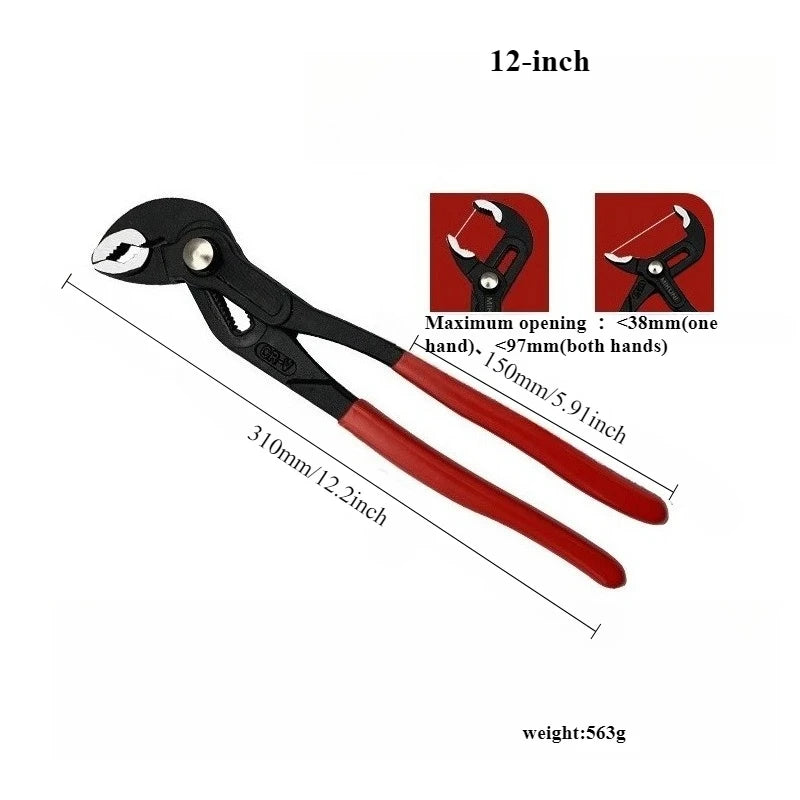 7 10 12 Inch Quick Adjust V Jaw Tongue Groove Pliers Universal Plumbing Pliers Water Pump Pliers for Plumbing Work Qme