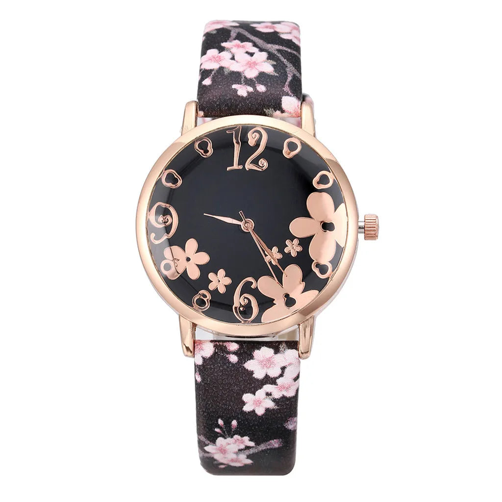Watch for women with Colorful flowers small fresh printed belt Fashion Ladies Quartz Watch Exquisite watch часы женские Qme