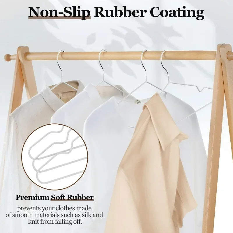 10pcs Metal Traceless No-slip Clothes Hangers Durable Strong Clothes Racks Household Space Saver Organization Bedroom Qme