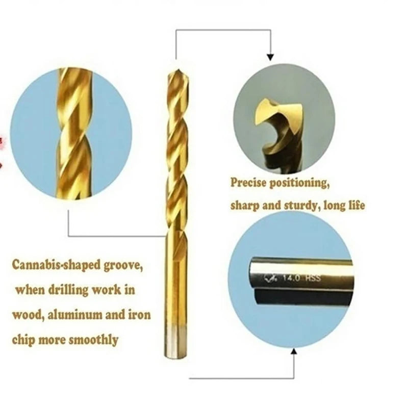50/100pc/set Titanium Coated Drill Bit High Speed Steel Hole Opener Woodworking Metal Plastic Tools Electric Drill Qme
