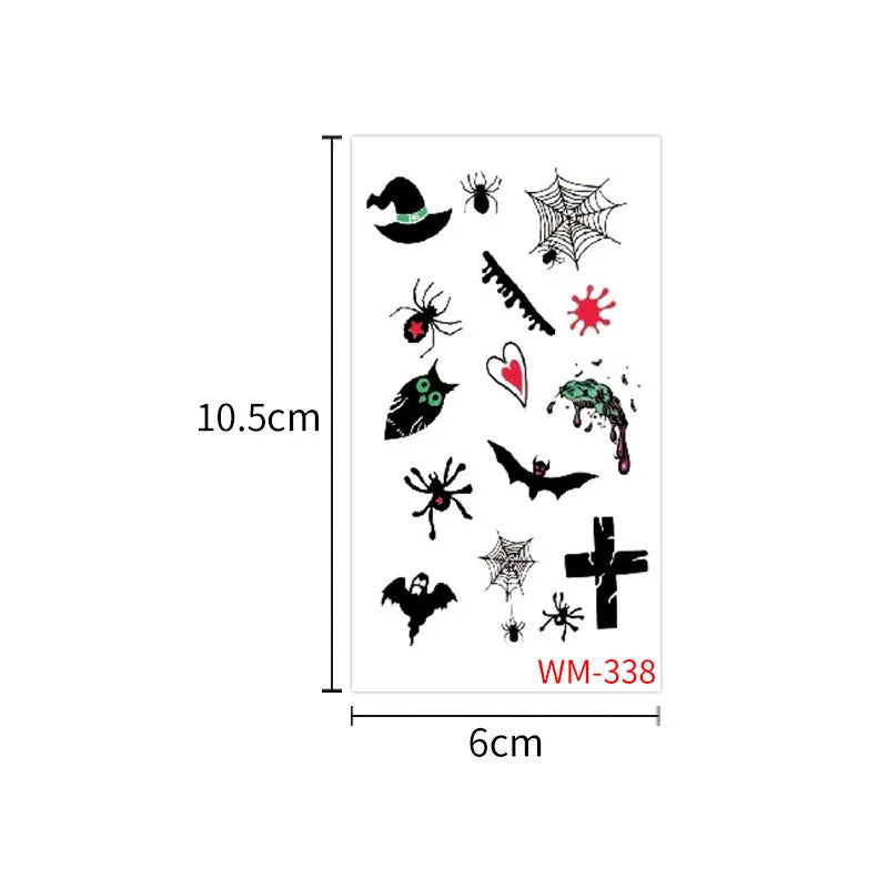 A 10 Sheets Halloween Pumpkins Tattoo Sticker Temporary Fake Tattoo Arm Hands Body Waterdichte Tatouages Pour Kids Toy Gift Qme