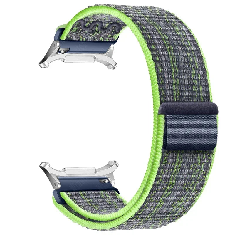 Nylon Solo Loop Strap for Samsung Galaxy Watch 7 Ultra 47mm Braided Band Bracelet for Galaxy 7 Ultra Quick Connector Watchband Qme Blue Green-S Galaxy Watch 7 Ultra