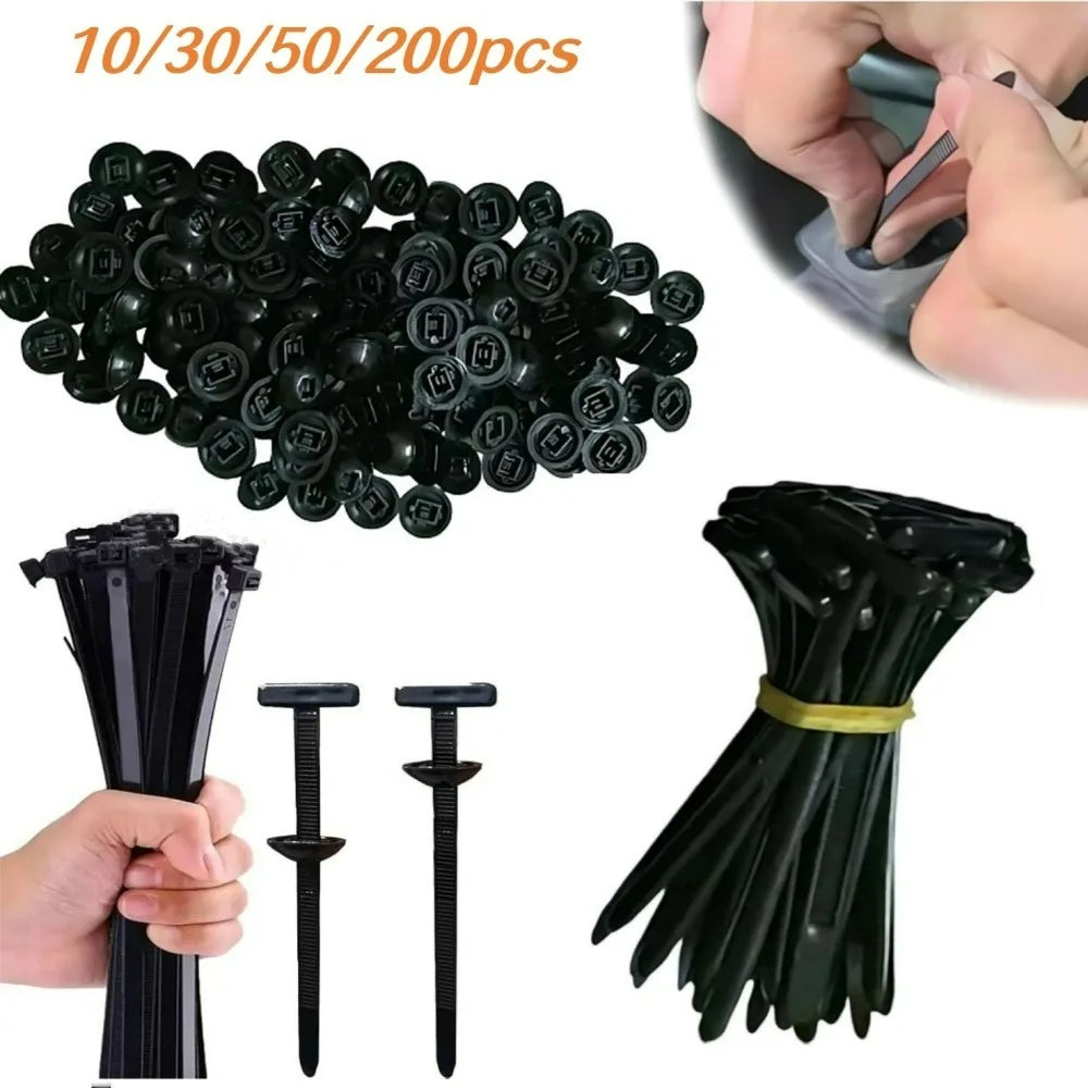 Universal Cable Ties Nylon Fixed Buckle Car Leaf Panel Trunk Cover Self-Locking Heavy Duty Zip Ties Fasteners Cable Organizer Qme