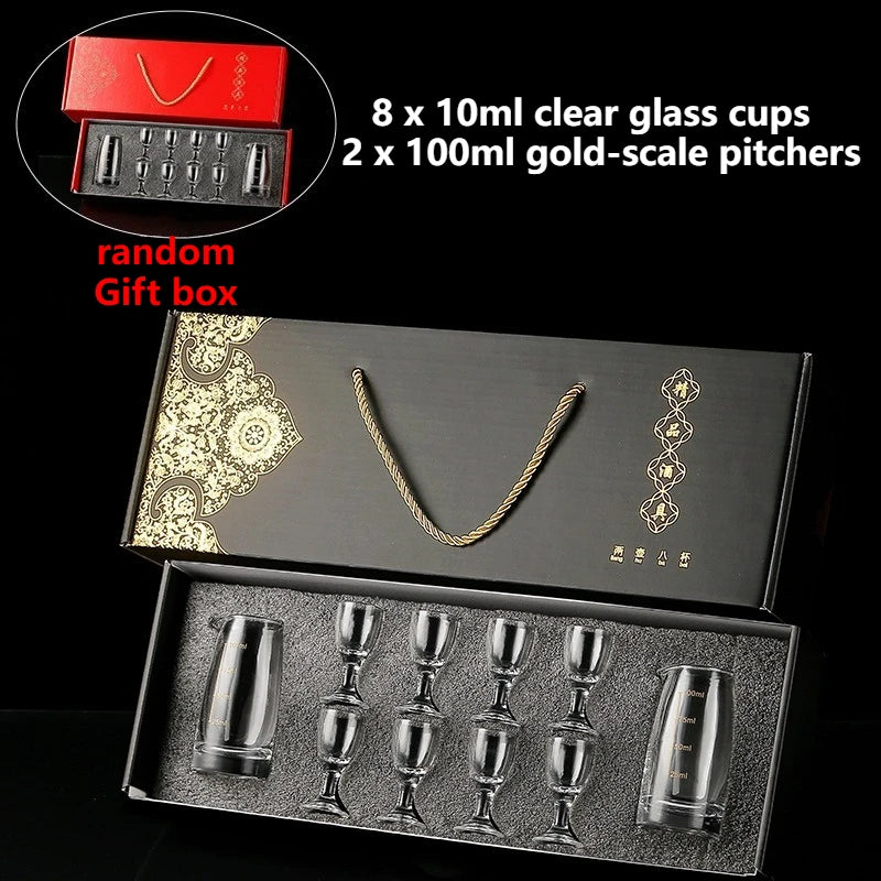 Crystal Glass Wine Splitter Set Short Cup Set Liquor Glass Wine Dispenser Vodka Brandy Chinese Wine Glasses Cup Gift for Man Qme Wine dispenser <50ml