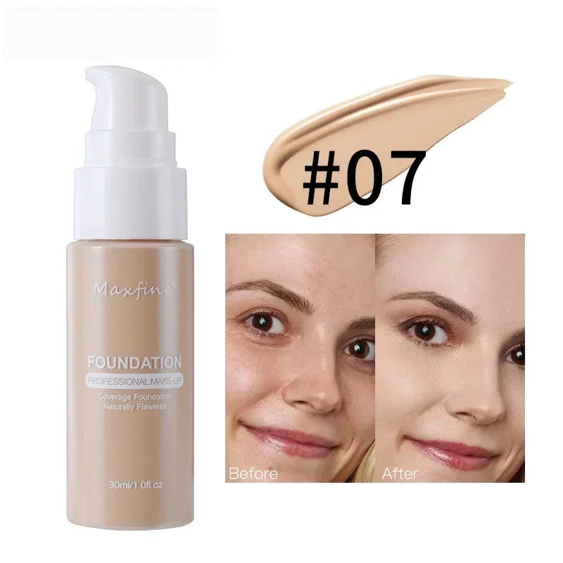 Matte Liquid Foundation Effective Concealer Waterproof Sweat-resistant Makeup Professional Light Thin Delicate Foundation Qme 07