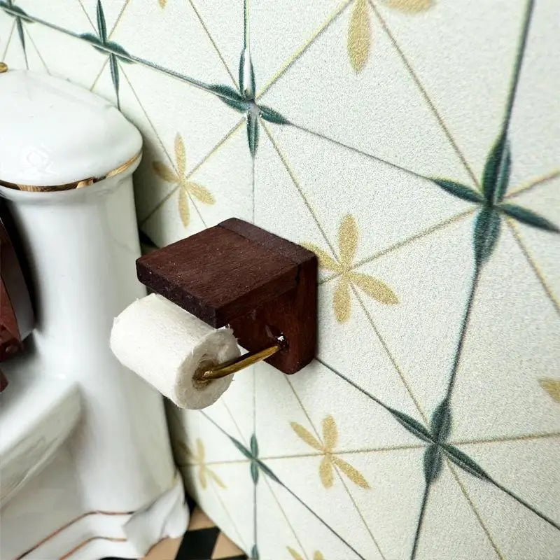 1 12 Dollhouse Miniature Furniture Paper Towel Holder Toilet Model Qme