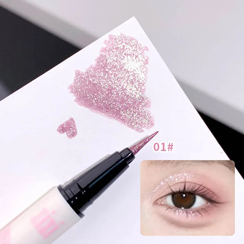 6 Colors Thin Pearlescent Eyeliner Liquid Pencil 3 in 1 Shiny Silkworm Eye Shadow Stick Lasting Smooth Glitter Eyeliner Makeup Qme