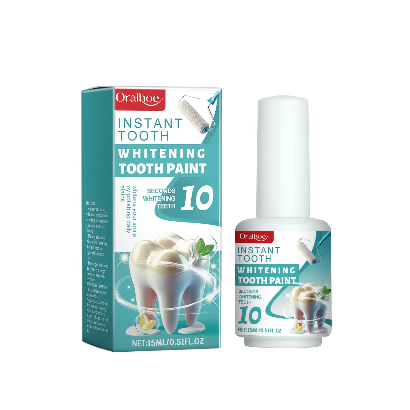 Teeth White Paint Remove Plaque Stain Anti Pigmentation Oral Cleaning Fresh Breath Long-Lasting Brighten Tooth Care Enamel Paint Qme 15ml Boxed