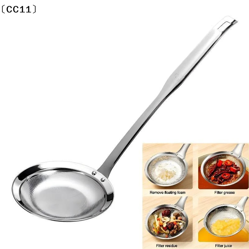 Stainless Steel Fat Skimmer Spoon Fine Mesh Grease Foam Removing Oil Qme
