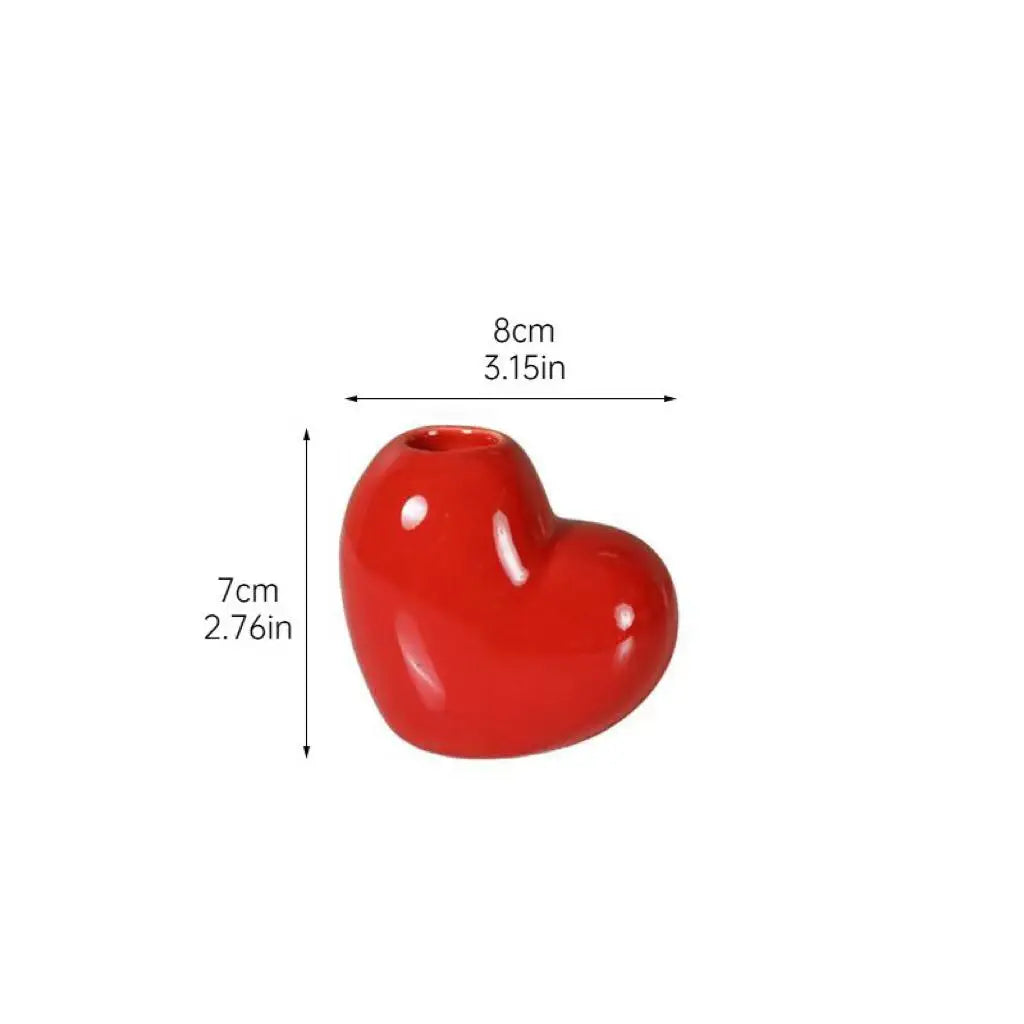Red Heart Ceramic Candle Stands Romantic Ornaments Wedding Valentine Qme bright red face M 1Pc