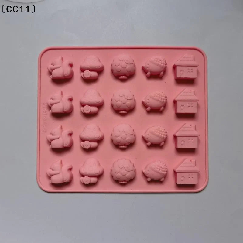 Chocolate Silicone Baking Mold Mushroom Hedgehog Squirrel House Soap Qme
