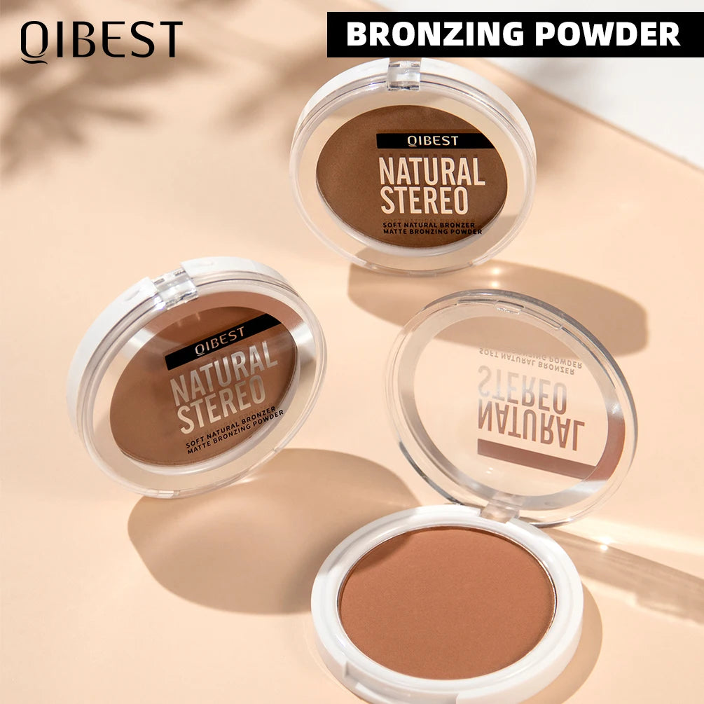 QIBEST Face Bronzer Makeup Contour Shading Powder Trimming Powder Cosmetic Face Concealer Highlighter Bronzer Palette For Women Qme