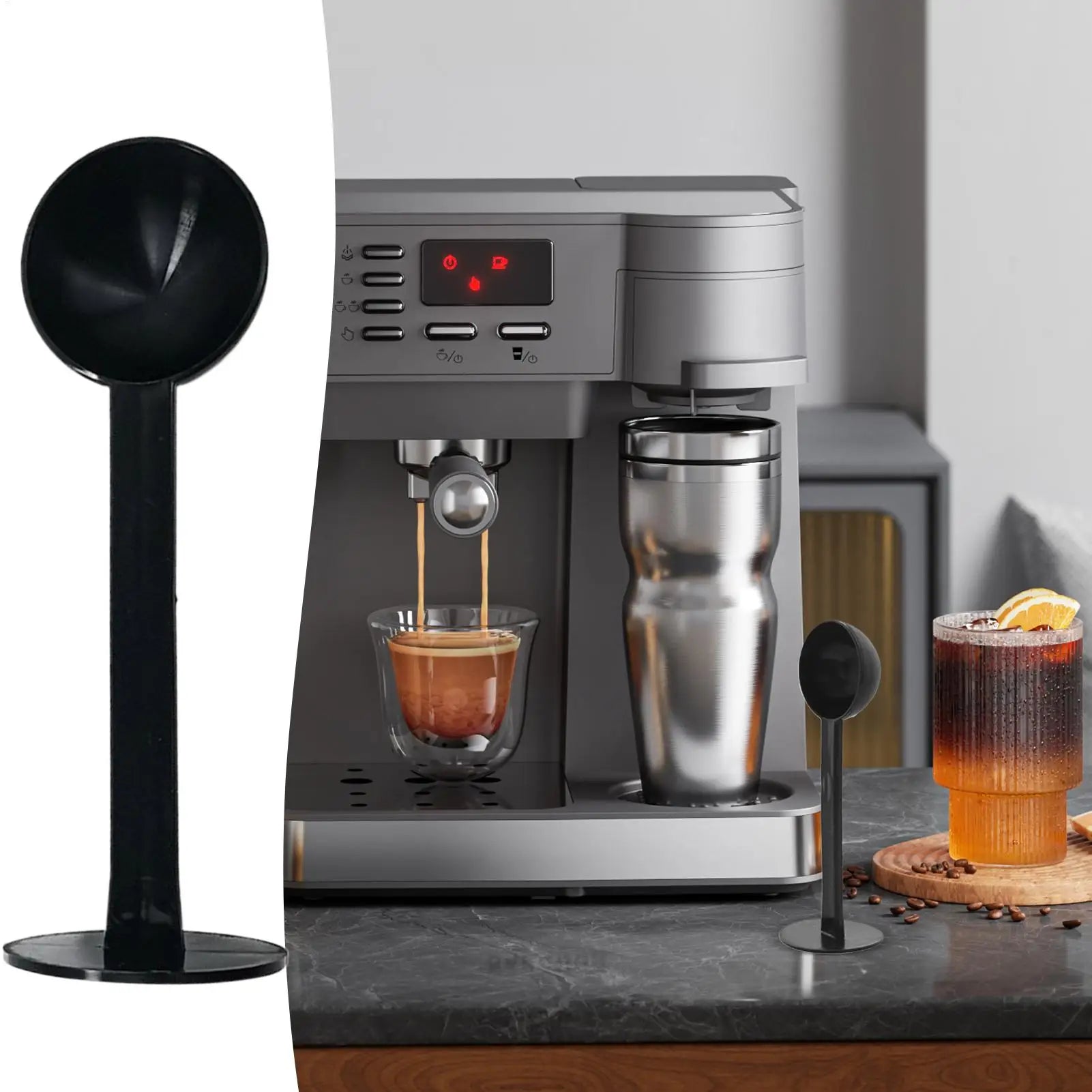 Espresso Scoop with Tamper Espresso Coffee Tamping Measuring Scoop Espresso Coffee Tools for Measuring and Tamping for Home Qme