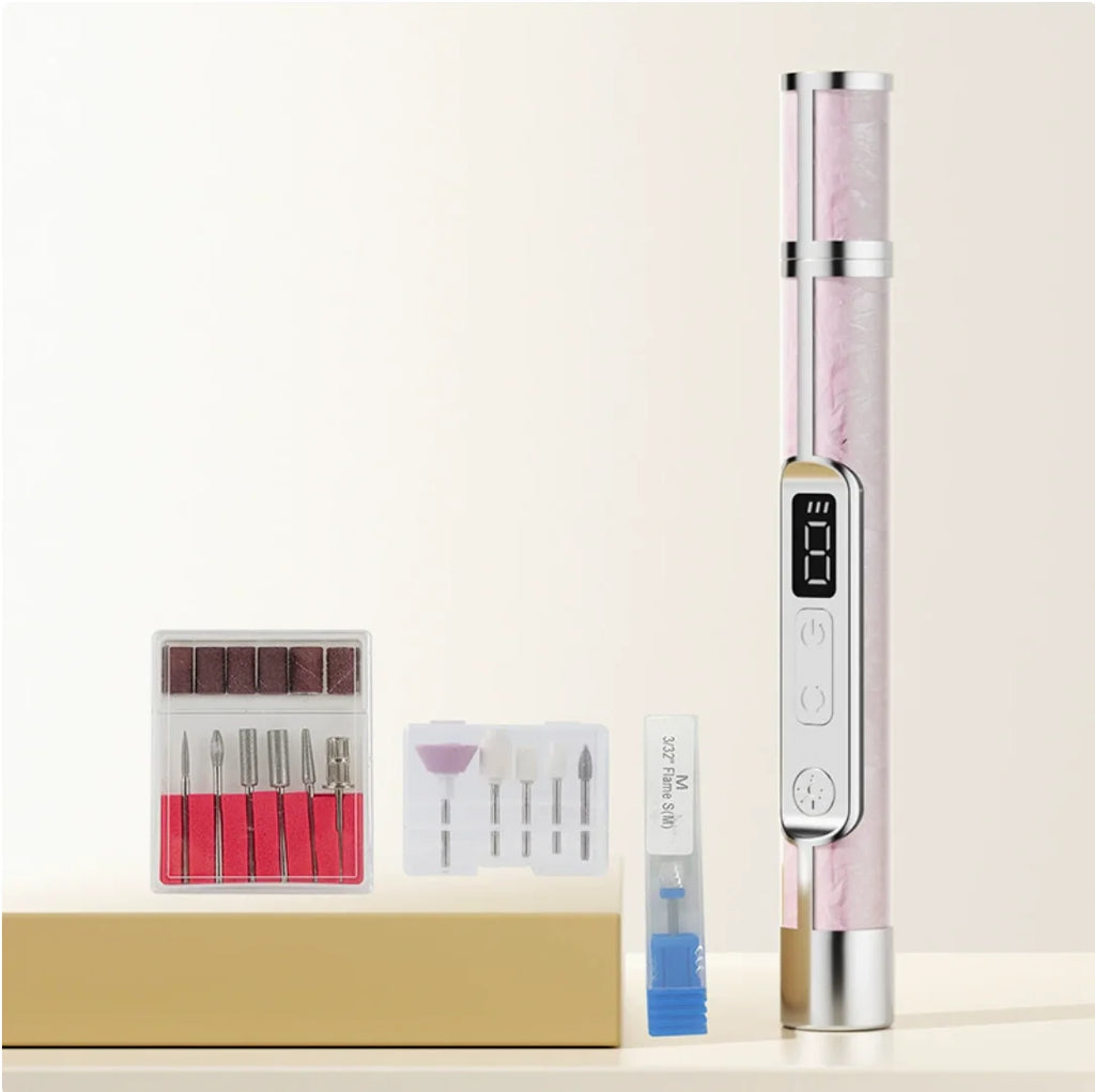 LINMANDA Professional Electric Nail Drill Machine Cordless Rechargeable 3 Speed Portable Efile for Thick Toenails Home Salon Kit Qme Pink