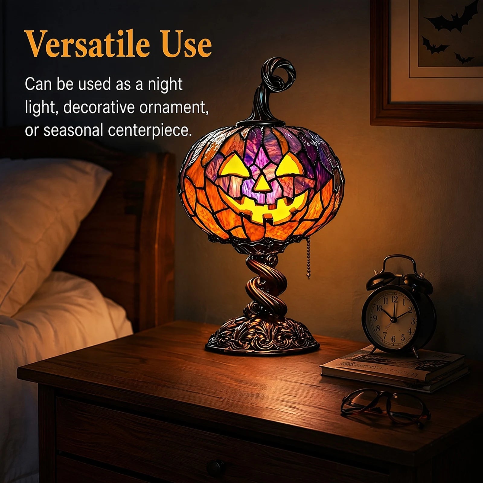 Gothic Witch Hat Pumpkin Resin Night Light Warm Enchanting Glow & Versatile Decorative Lamp for Halloween Home Decoration Qme