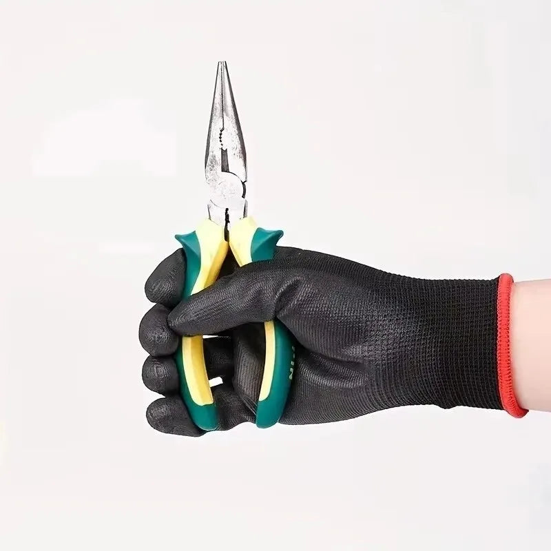 24PCS Black Large Size Thin Close-Fitting Elastic Breathable Anti-Wear 13G Nylon Work Glove Liner for Packaging Work Qme