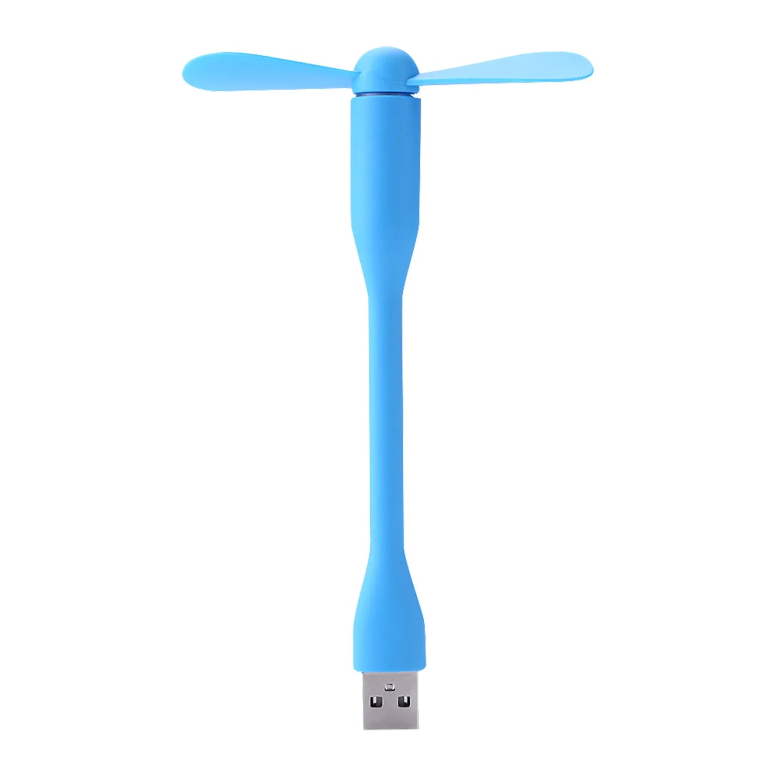 USB Small Fan Flexible Bendable Fan for Power Bank Laptop PC AC Charger Portable Hand Cool Mini Fan Summer Gadgets Qme Blue