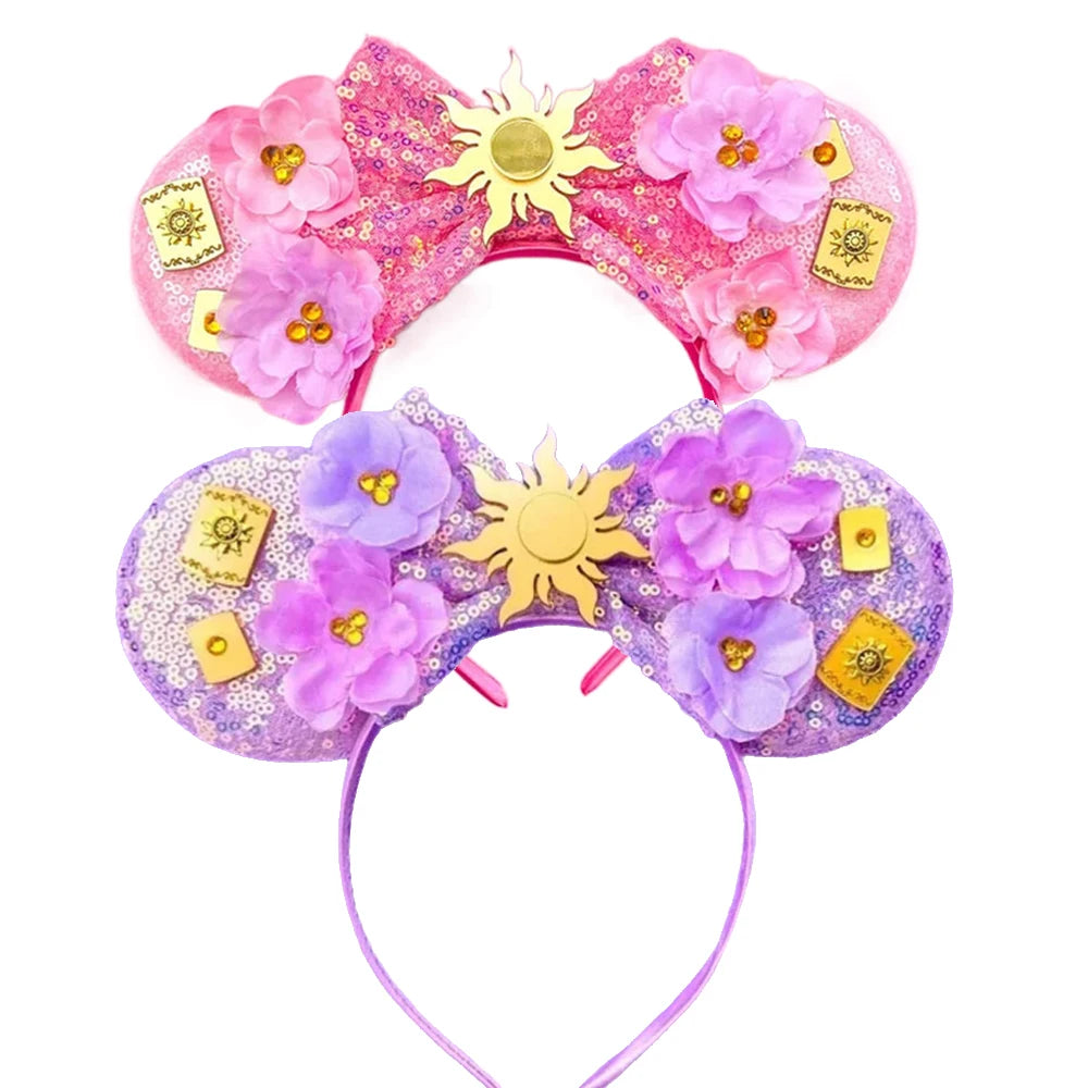 Sunflower Fashion Mouse Ears Princess Headband For Kids Band For Women Hair Accessories Girls Sequins 5" Sequin Bow Headwear Qme Headband 15