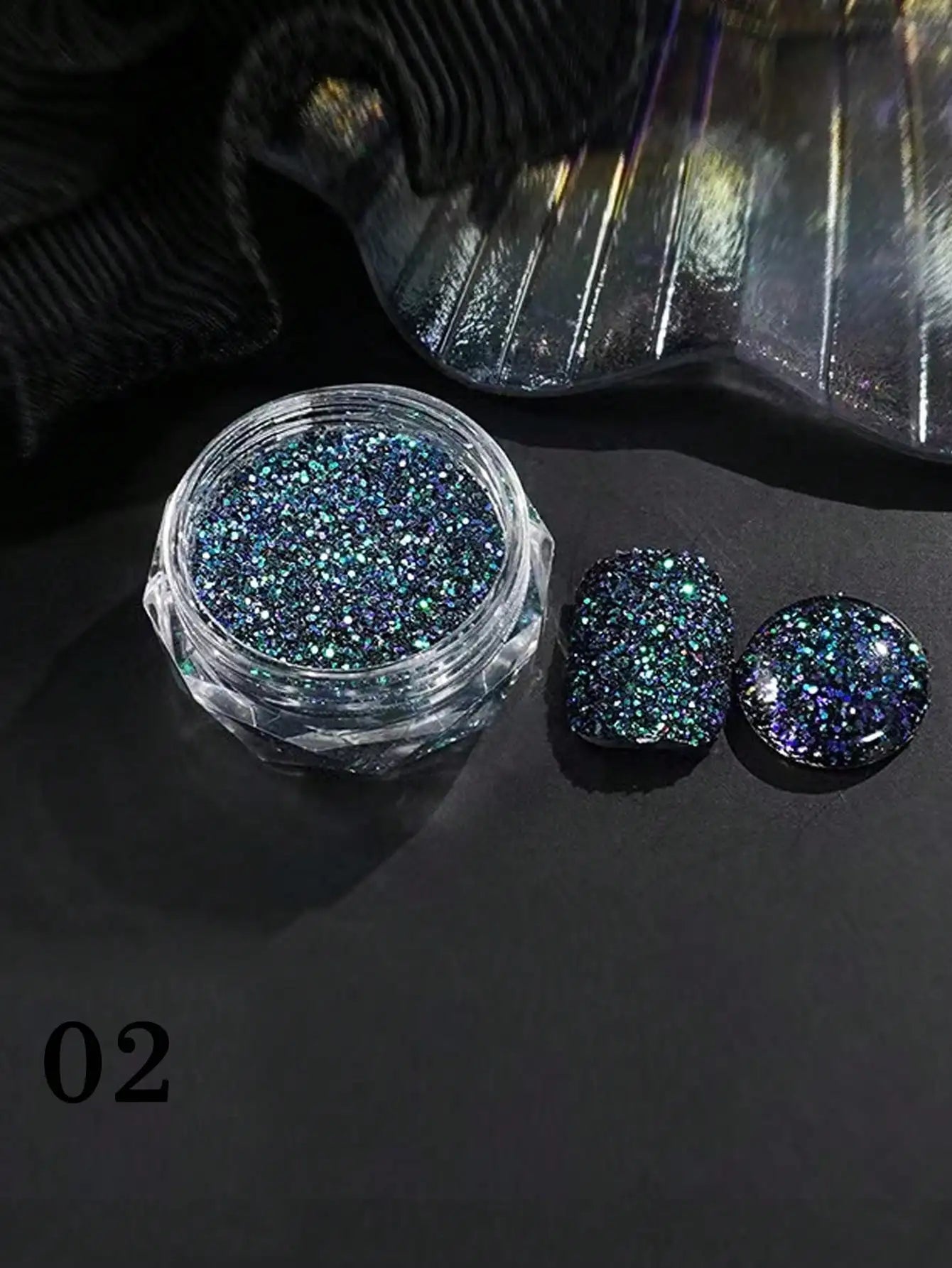 Colored Diamond Nail Powder Crushed Reflective Glitter Dark Luminous Qme 02
