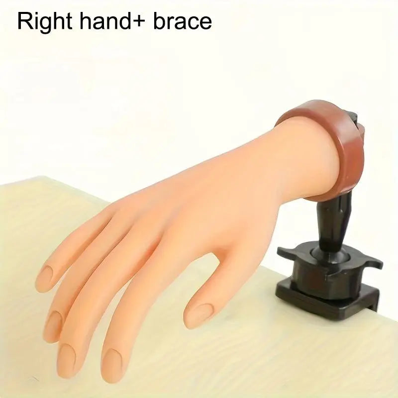 Nail Practice Mannequin Hand Desktop Bracket Soft Flexible Reusable Qme Right and brace
