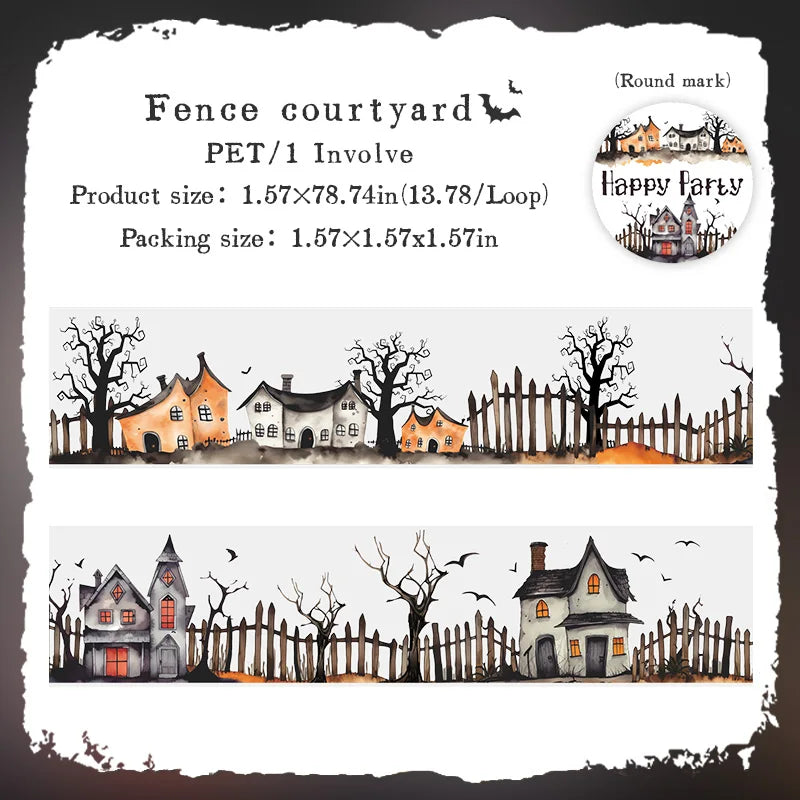 1Roll Halloween Gothic Party Celebration Washi Tape for Scrapbooking DIY, Collage Supplies, Phone Case Notebook Decor Qme 2