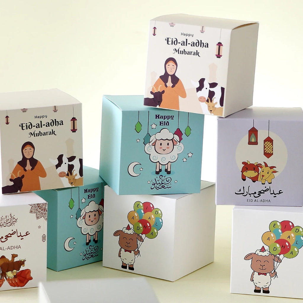 12-Piece Eid Al Adha Gift Boxes - Mini Candy and Snack Gift Bags - Cute Sheep and Balloon Designs - Festive Celebration Party Supplies - Perfect for Chocolates, Small Gifts, and Eid Al Adha Decorations Qme