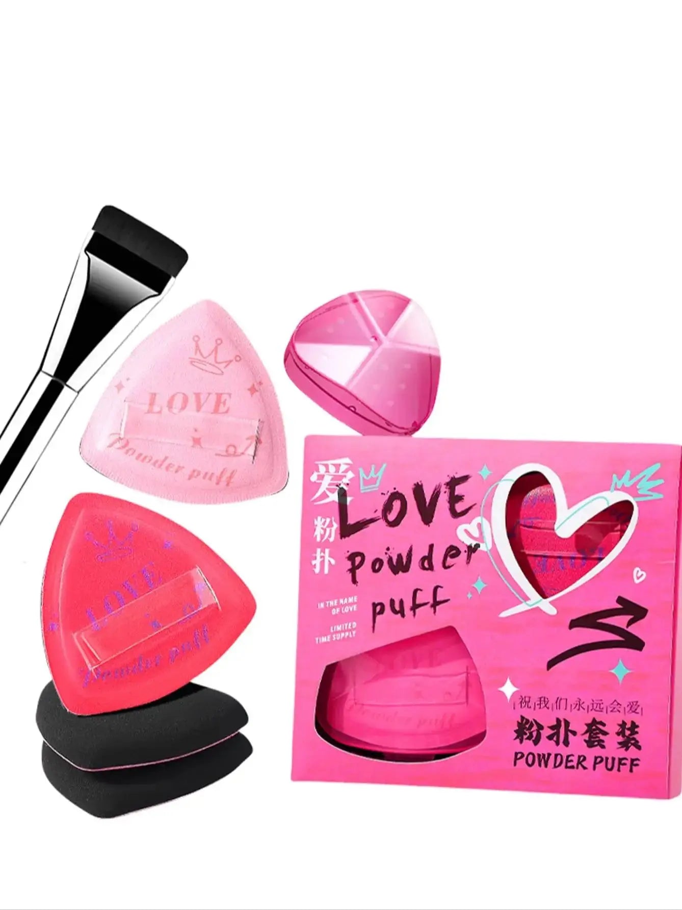 4-piece Pink Powder Puff Graffiti Design Marshmallow Air Cushion Qme 1 set