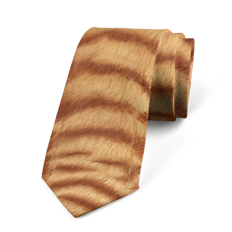 Fashionable Animal Cat Tiger Skin Tone Printed Tie Casual Business Qme style8