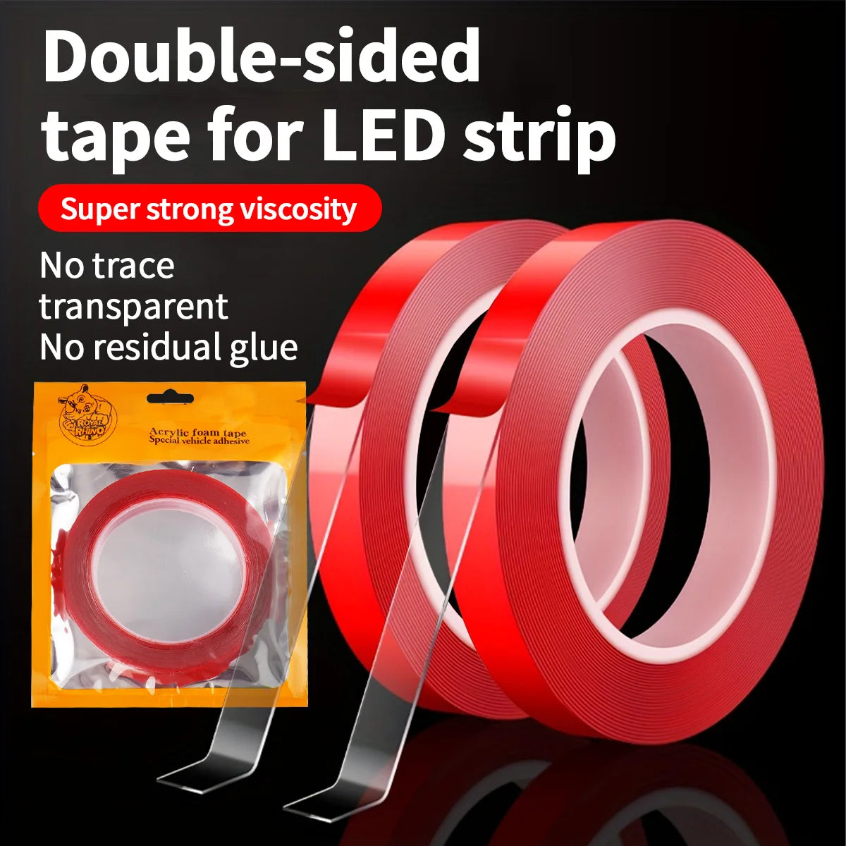 LED light strip adhesive strip double-sided nano acrylic tape transparent strong adhesion Christmas party balloon fixing Qme