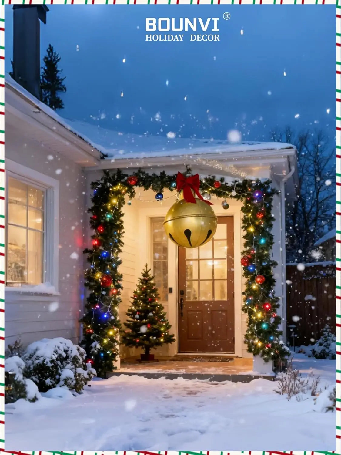 23.6-Inch Inflatable Christmas Ball with Bell Sound Outdoor Yard Fun Decoration Christmas Decorations Inflatable Bell Ornament Qme