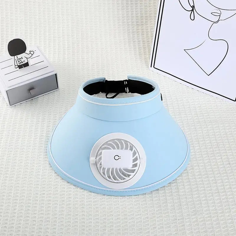 Breathable Cooling Fan Hat Sunscreen Sun Visor Fishing Peaked Cap Qme A6