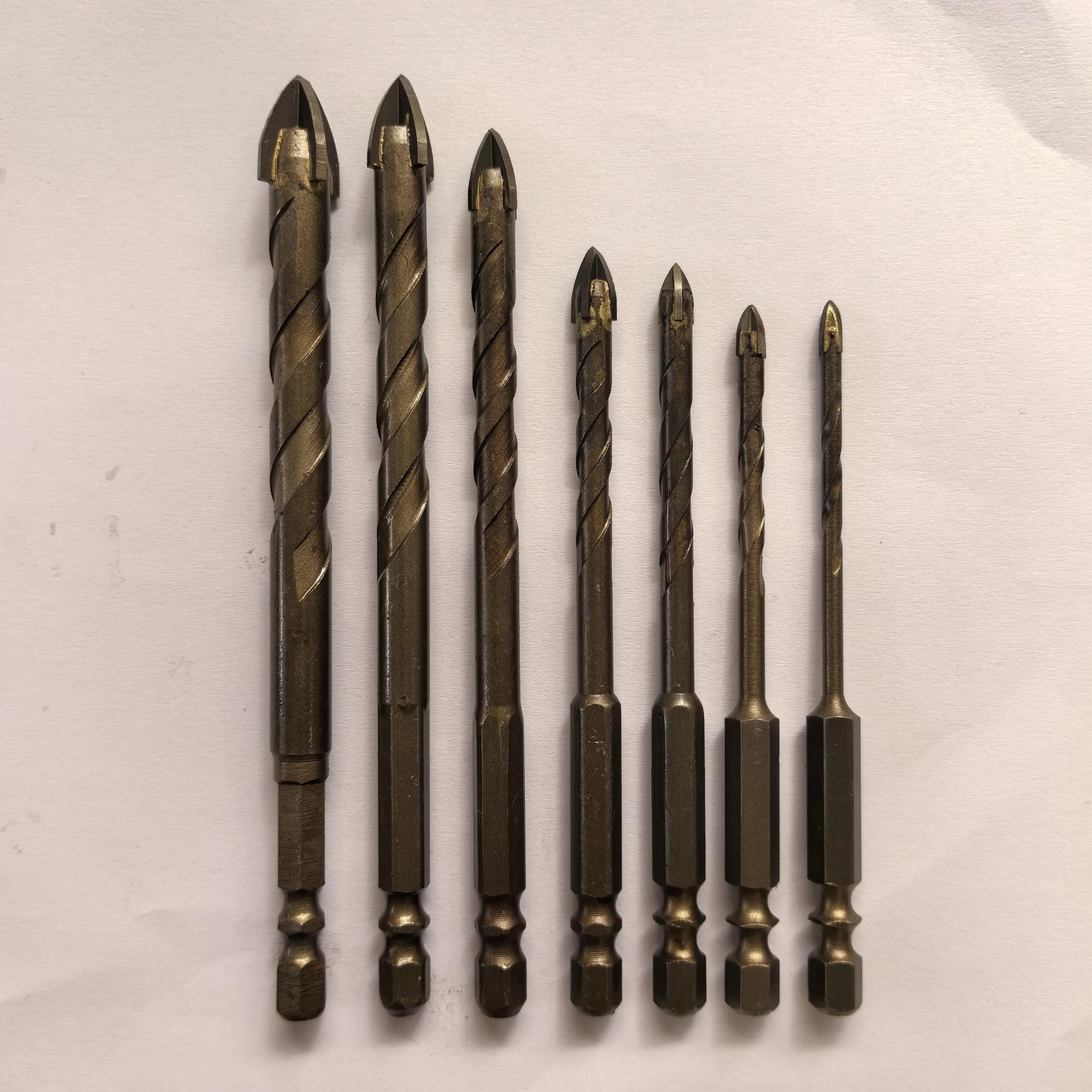 7PCS 3-12mm Cross Hexagon Tile Drill Bits Set For Glass Metal Ceramic Carbide Alloy Cross Tile Drill Bit Set Drilling Tools Qme 7pcs