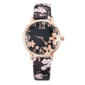 Watch for women with Colorful flowers small fresh printed belt Fashion Ladies Quartz Watch Exquisite watch часы женские Qme black