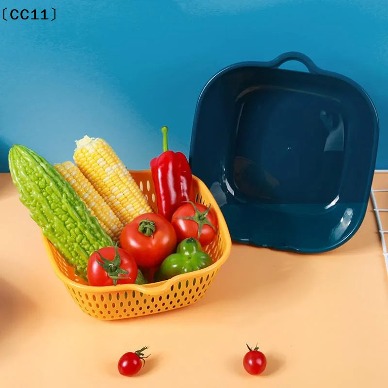 2in1 Kitchen Drain Basket Storage Multifunctional Wash Drainer Qme