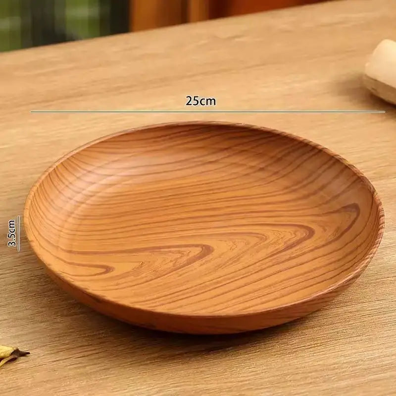Japanese Style Tea Tray PP Plastic Wood Grain Serving Tray For Home Hotel Restaurant Multipurpose Cup Plate Wooden Spoon Qme A3