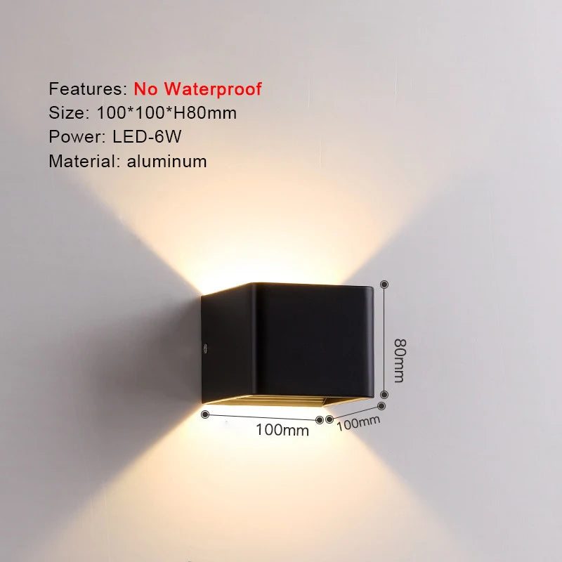 TRAZOS Round Square Modern Wall Lights Garden Porch Ip65 Waterproof Up Down Lighting Outdoor Led Bedroom Lamp Wall Decor Qme 1004 Warm White (2700-3500K)