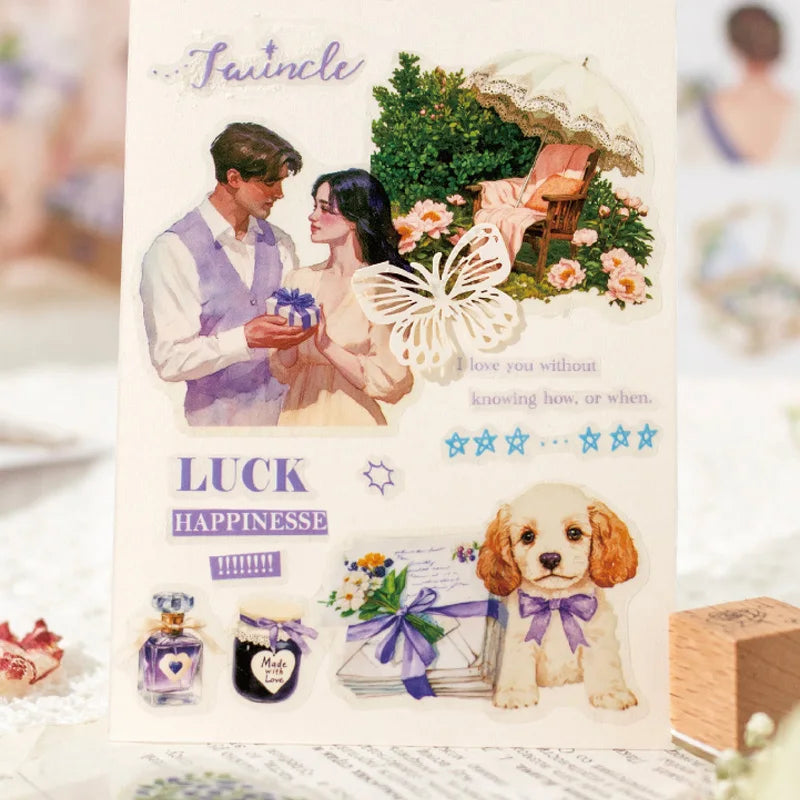 Romantic Couple Sticker Pack 10 Sheets/Bag Scrapbook Stationery DIY Journal Phone Case Notebook Decoration Qme